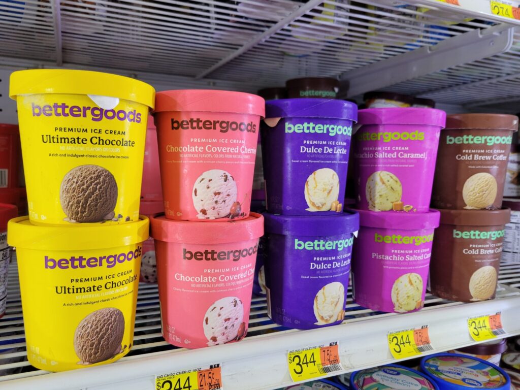 Catchword name review of Walmart Bettergoods - Bettergoods ice cream in a freezer case